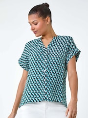 Roman Geometric Print Relaxed Shirt - Imagem 4 de 5