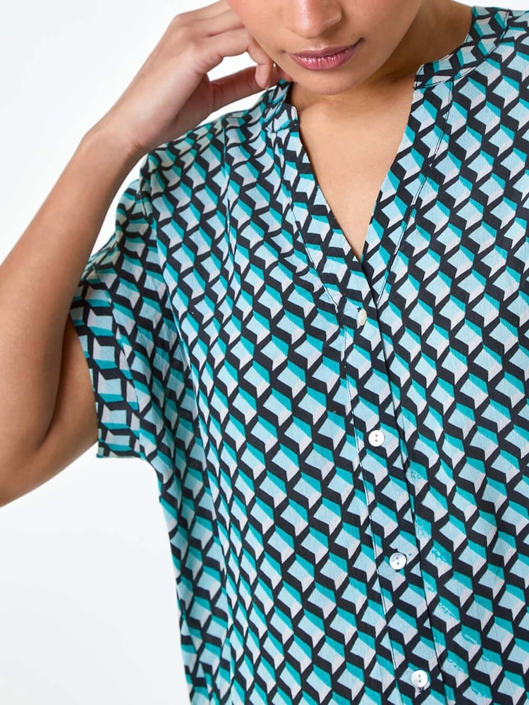 Roman Geometric Print Relaxed Shirt - Imagem 5 de 5