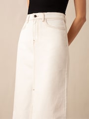 Ro&Zo Cream Denim Midi Skirt - Image 4 of 5