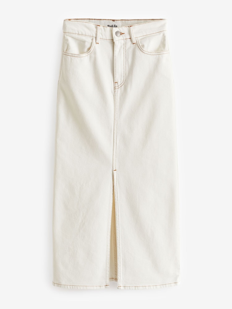 Ro&Zo Cream Denim Midi Skirt - Image 5 of 5