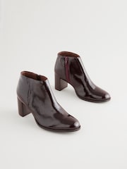 Burgundy Red Patent Forever Comfort® Leather Block Heeled Almond Toe Boots - Image 2 of 7