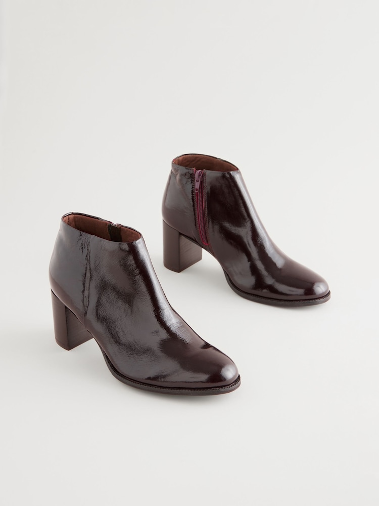 Burgundy Red Patent Forever Comfort® Leather Block Heeled Almond Toe Boots - Image 2 of 7