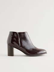 Burgundy Red Patent Forever Comfort® Leather Block Heeled Almond Toe Boots - Image 3 of 7