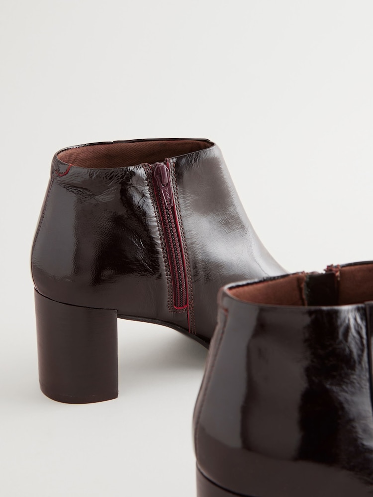 Burgundy Red Patent Forever Comfort® Leather Block Heeled Almond Toe Boots - Image 4 of 7