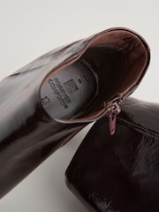 Burgundy Red Patent Forever Comfort® Leather Block Heeled Almond Toe Boots - Image 5 of 7