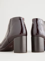 Burgundy Red Patent Forever Comfort® Leather Block Heeled Almond Toe Boots - Image 6 of 7