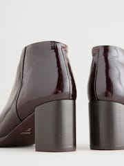 Burgundy Red Patent Forever Comfort® Leather Block Heeled Almond Toe Boots - Image 7 of 7
