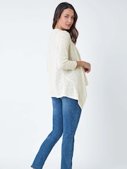 Cardigan de malha texturizada romana em cascata - Imagem 3 de 5