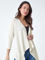 Cardigan de malha texturizada romana em cascata - Imagem 4 de 5