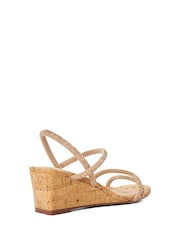 Dune London Pink Kalia Embellished Low Cork Wedge Sandals - Image 4 of 6
