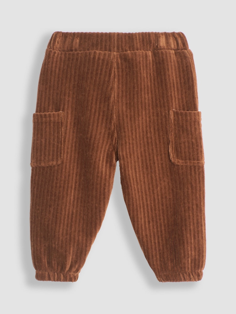 JoJo Maman Bébé Khaki Green Tiger Tiger Print Sweatshirt & Velour Cargo Jogger Set - Image 5 of 5