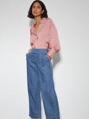 Monsoon Blue Harper Short Length Crop 100% Cotton Jeans - Image 1 of 5
