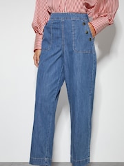 Monsoon Blue Harper Short Length Crop 100% Cotton Jeans - Image 3 of 5