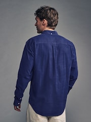 Navy Blue Long Sleeve Cord 100% Cotton Oxford Shirt - Image 4 of 10