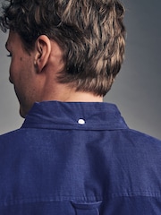 Navy Blue Long Sleeve Cord 100% Cotton Oxford Shirt - Image 5 of 10