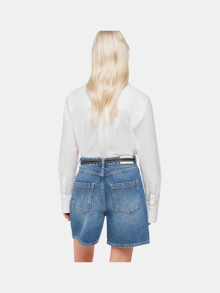 Whistles Blue Petite 100% Cotton Authentic Denim Shorts - Image 2 of 5
