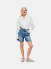 Whistles Blue Petite 100% Cotton Authentic Denim Shorts - Image 3 of 5
