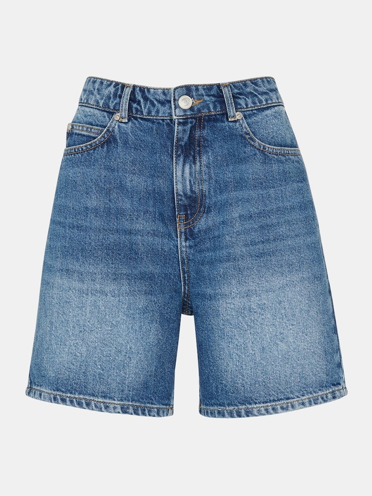 Whistles Blue Petite 100% Cotton Authentic Denim Shorts - Image 5 of 5