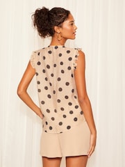 Friends Like These Black/White Sleeveless Ruffle Tie Front Woven Blouse - Image 4 of 4