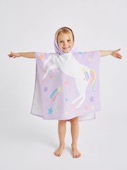 Catherine Lansfield Purple Unicorn Hooded Poncho 100% Cotton Towel - Image 2 of 5