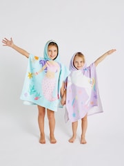 Catherine Lansfield Purple Unicorn Hooded Poncho 100% Cotton Towel - Image 3 of 5