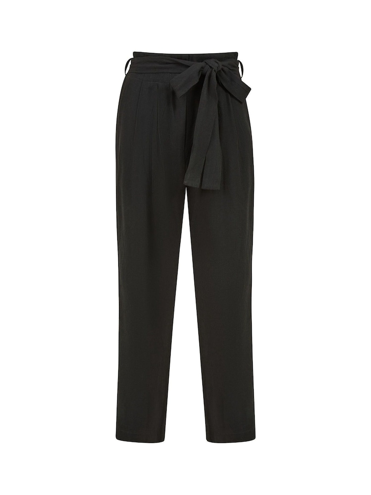 Yumi Black Linen Blend Tie Waist Trousers - Image 5 of 5