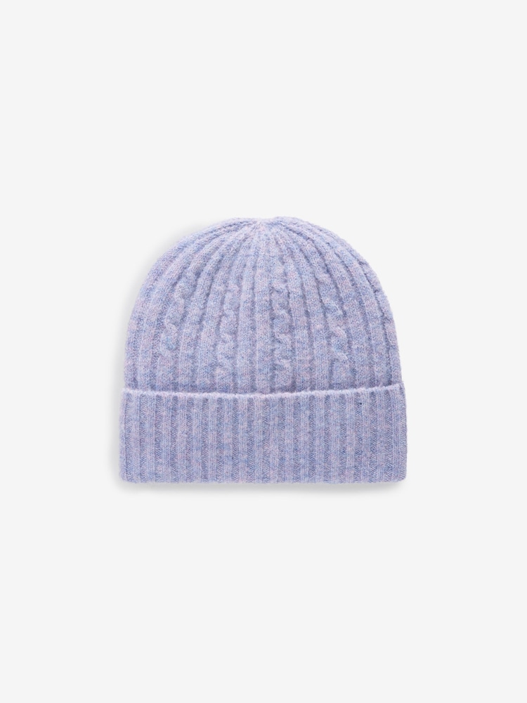 Vijolična - Cable Knit čepica klobuki in kape; pokrivala (1-16yrs) - Slika 1 iz 2