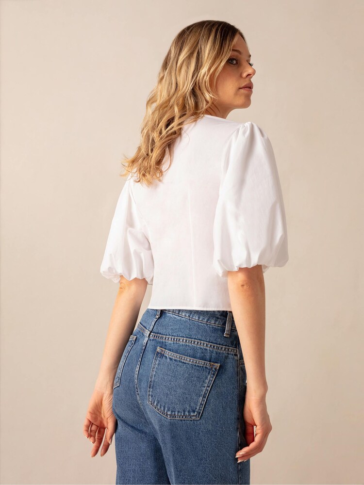 Ro&Zo Cotton Twist Front White Blouse - Image 2 of 4 Ro&Zo Cotton Twist Front White Blouse - Image 2 of 4