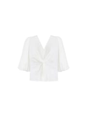 Ro&Zo Cotton Twist Front White Blouse - Image 4 of 4
