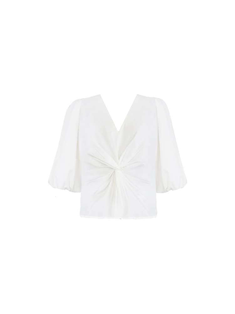 Ro&Zo Cotton Twist Front White Blouse - Image 4 of 4