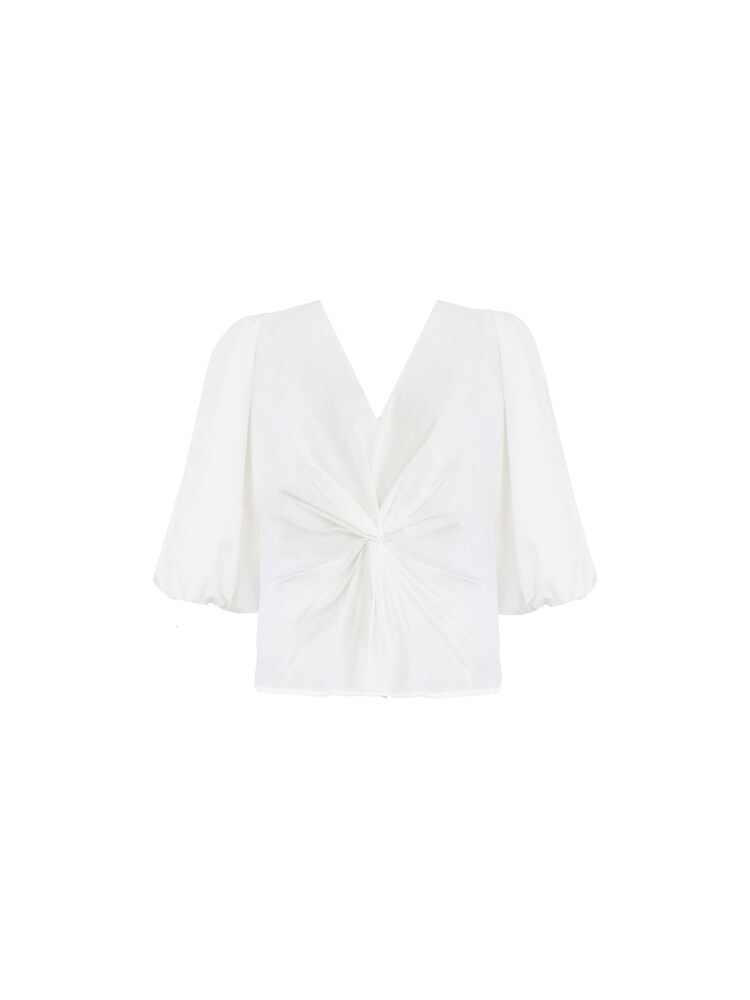 Ro&Zo Cotton Twist Front White Blouse - Image 4 of 4 Ro&Zo Cotton Twist Front White Blouse - Image 4 of 4
