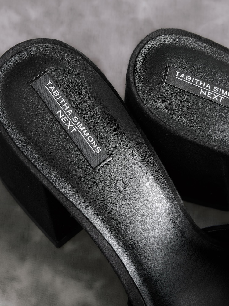 Black Tabitha Simmons Liv Leather Bow Block Mules - Image 13 of 13