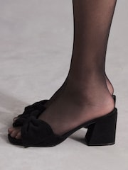 Black Tabitha Simmons Liv Leather Bow Block Mules - Image 7 of 13