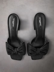 Black Tabitha Simmons Liv Leather Bow Block Mules - Image 9 of 13