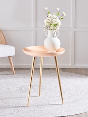 Pacific Apricot Pink Seline Enamelled Table with Gold Legs - Image 1 of 6