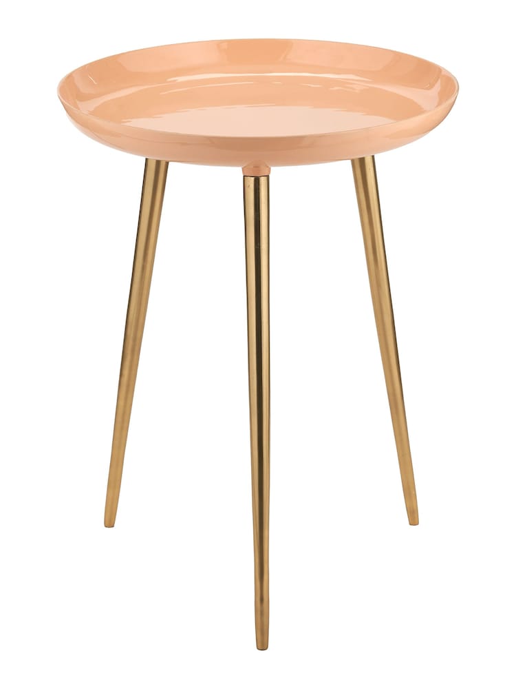 Pacific Apricot Pink Seline Enamelled Table with Gold Legs - Image 2 of 6