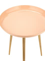 Pacific Apricot Pink Seline Enamelled Table with Gold Legs - Image 5 of 6