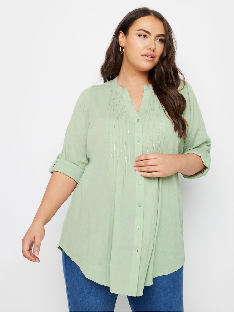 Verde - Camisa con adornos y pliegues de Yours Curve - Imagen 1 de 5 Verde - Camisa con adornos y pliegues de Yours Curve - Imagen 1 de 5