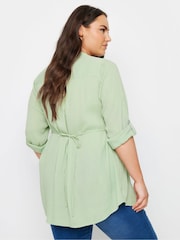 Yours Curve Green Pintuck Embellished Shirt - Image 3 of 5