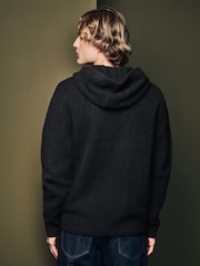 Black Hoodie Relaxed Fit Premium Soft Touch Knitted Hoodie - Image 2 of 7