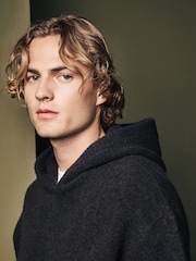 Black Hoodie Relaxed Fit Premium Soft Touch Knitted Hoodie - Image 4 of 7