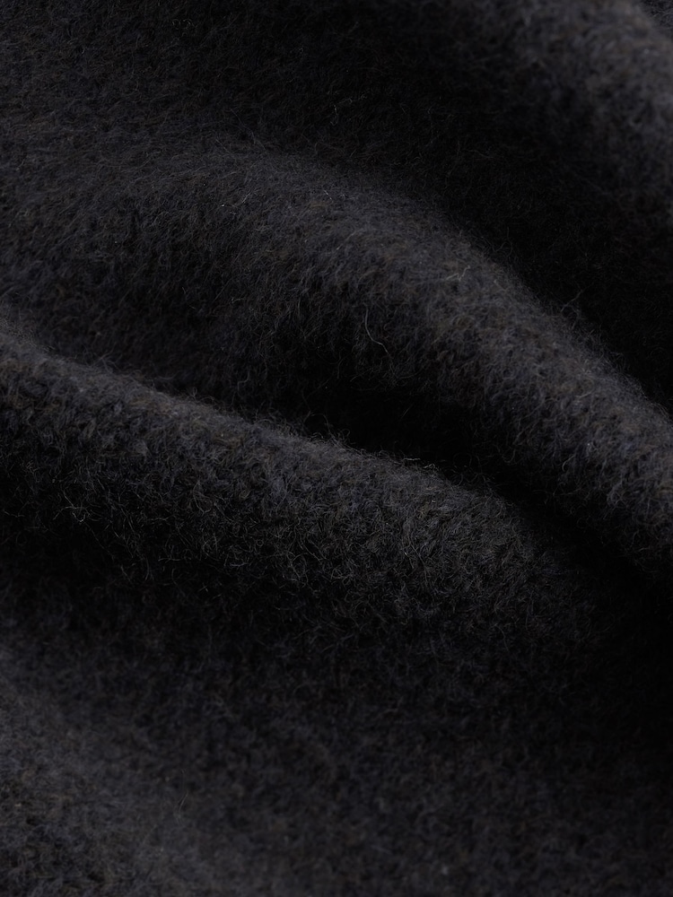Black Hoodie Relaxed Fit Premium Soft Touch Knitted Hoodie - Image 7 of 7