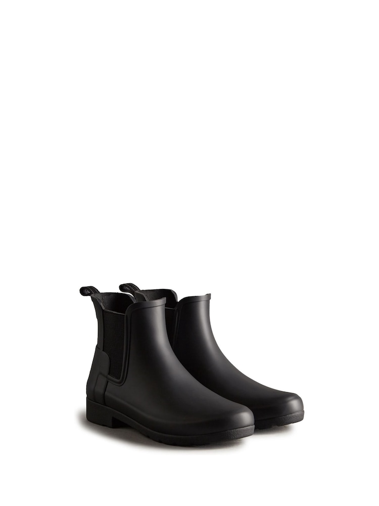 Hunter Womens Refined Chelsea Black Wellies Boots - Image 2 of 4