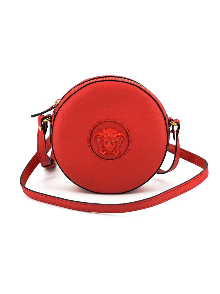 Versace Red Calf Leather Round Disc Shoulder Bag - Image 1 of 5