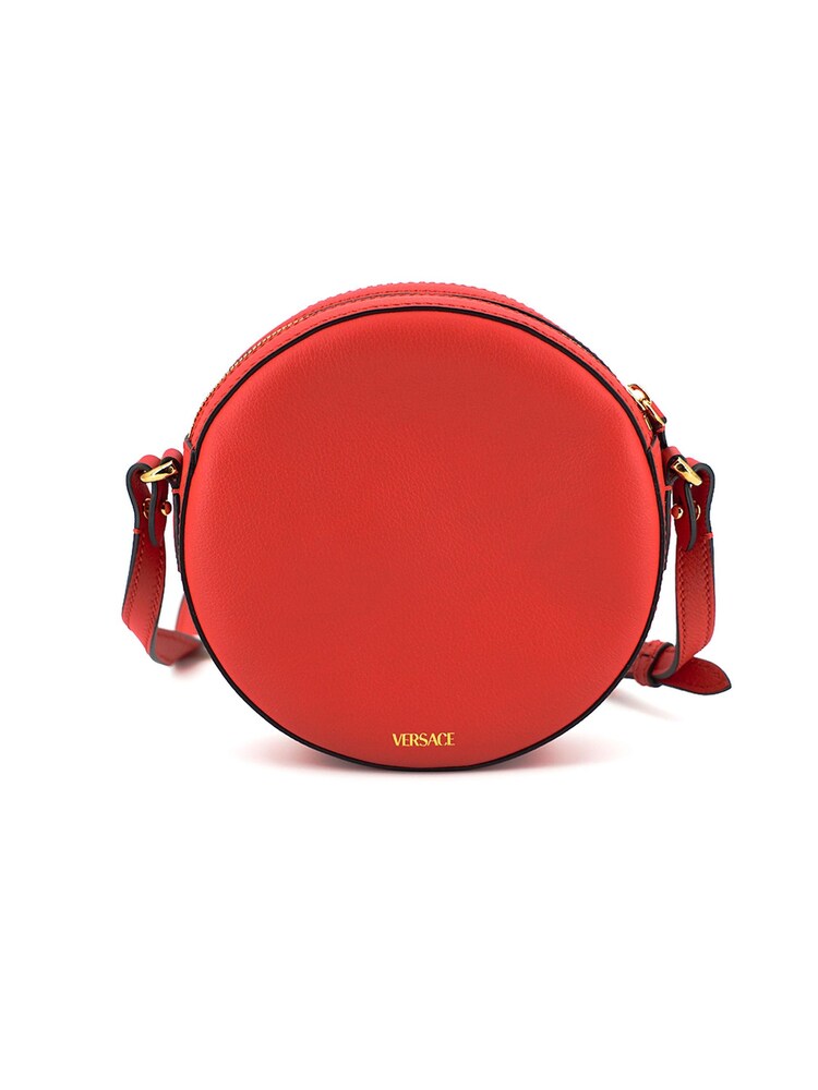 Versace Red Calf Leather Round Disc Shoulder Bag - Image 2 of 5