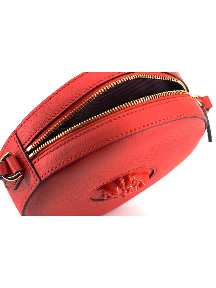 Versace Red Calf Leather Round Disc Shoulder Bag - Image 5 of 5