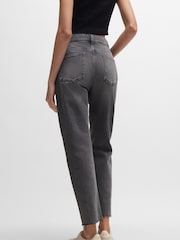 BOSS Grey Tapered Raw Hem Stretch Denim Jeans - Image 2 of 5