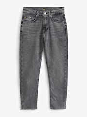 BOSS Grey Tapered Raw Hem Stretch Denim Jeans - Image 5 of 5