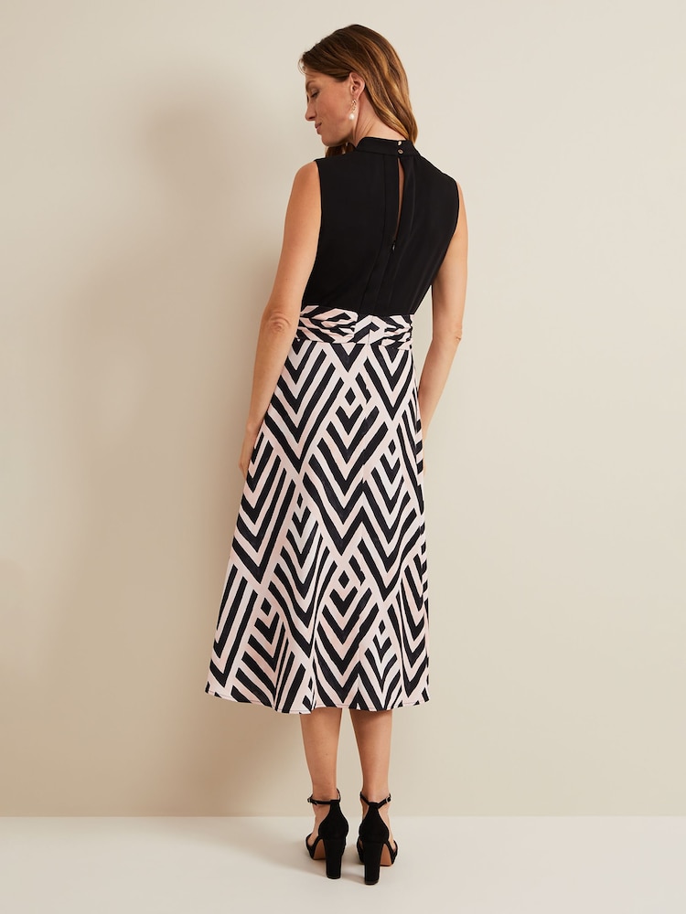 Phase Eight Black Print Alora Midi Dress - Image 2 of 7
