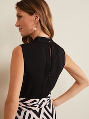 Phase Eight Black Print Alora Midi Dress - Image 6 of 7